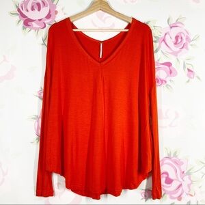 NEW Free People Moonshine Love Glare Orange Long Sleeve Tunic Top XS